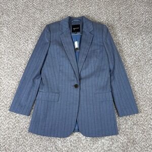 Madewell Blazer Womens 00 Blue Pinstripe Single Breasted Button Relaxed Office